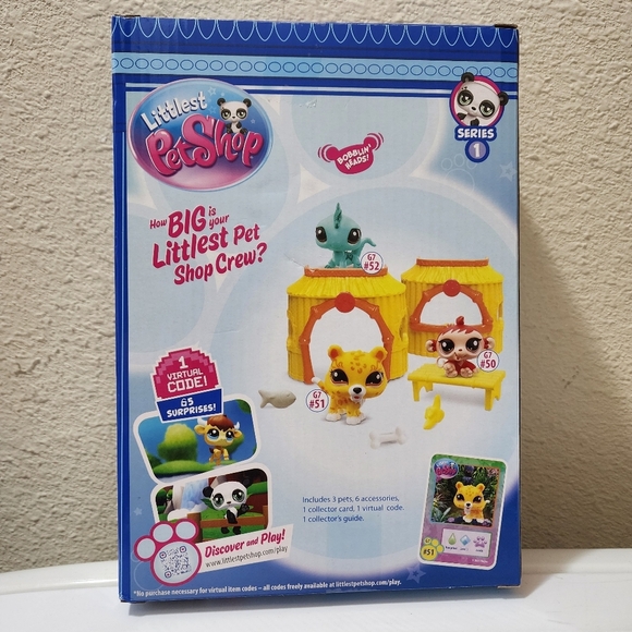 Littlest Pet Shop Tiki Jungle Play Pack Series 1 50-52 Leopard Monkey Iguana-NEW - Picture 2 of 3